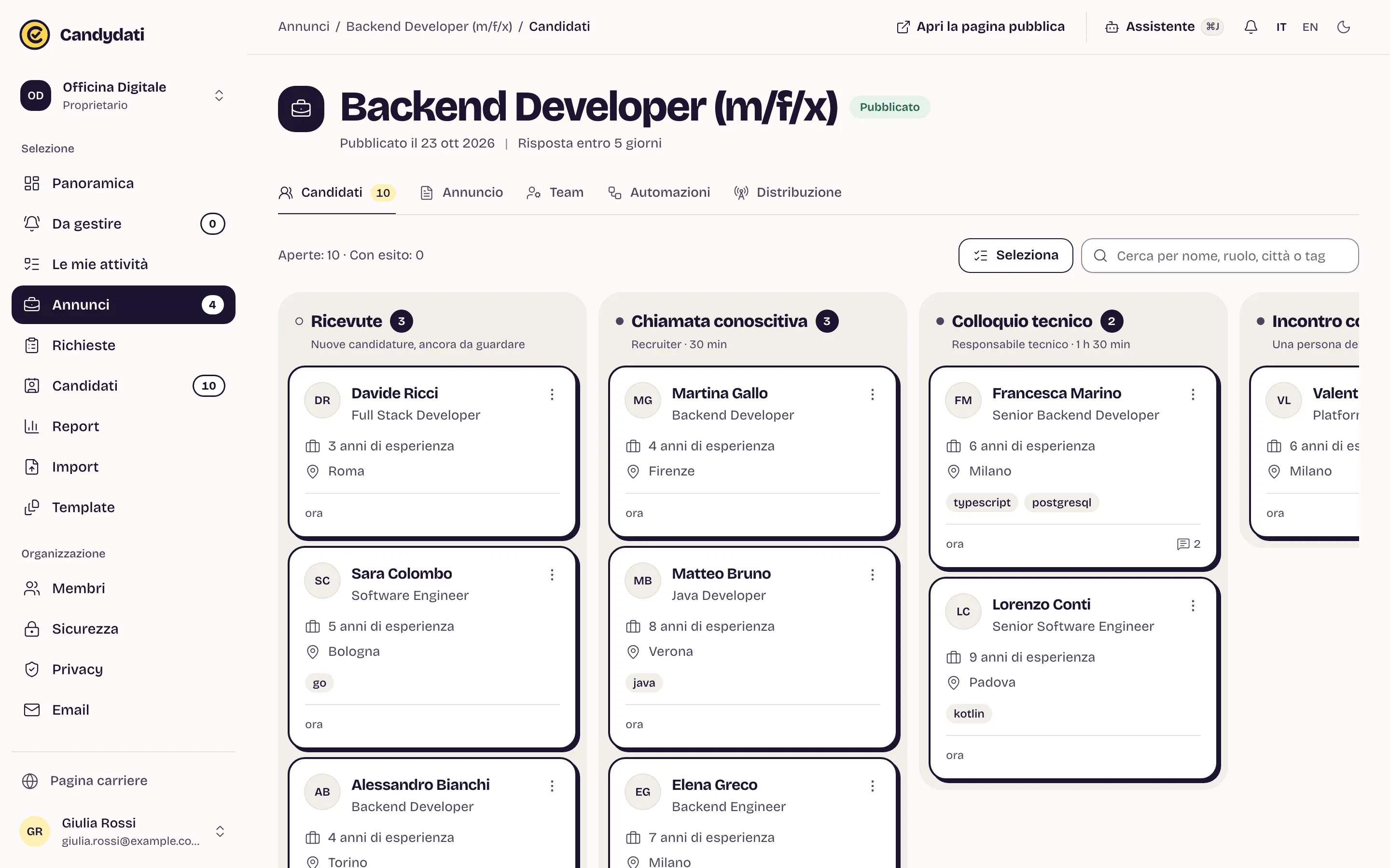 Candydati: ATS open-source, agentico e self-hostable costruito per i candidati, non solo recruiters.