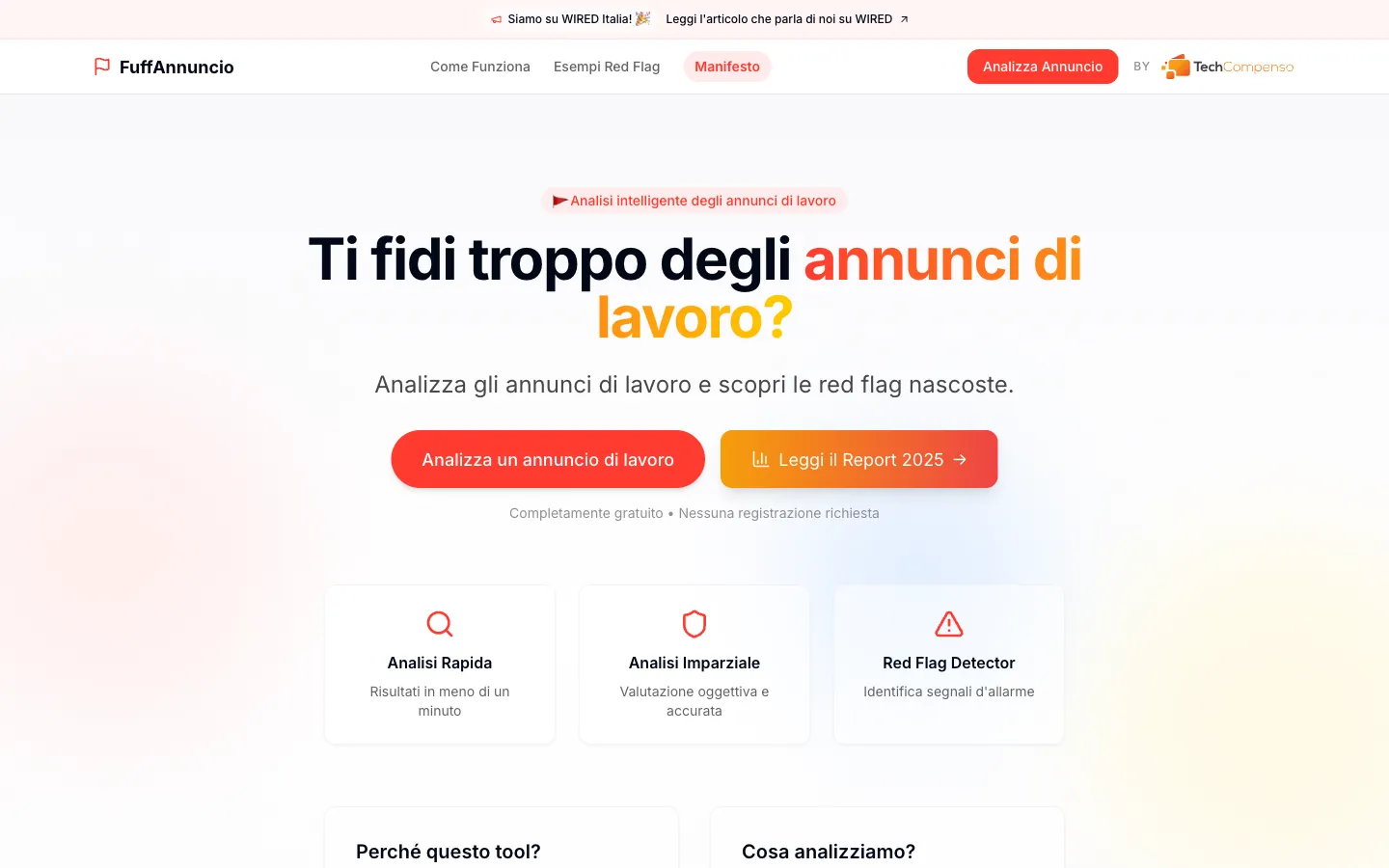 FuffAnnuncio: Analizza un annuncio di lavoro e scopre le red flag nascoste.